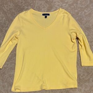 Karen Scott Yellow Long Sleeve V-Neck Top